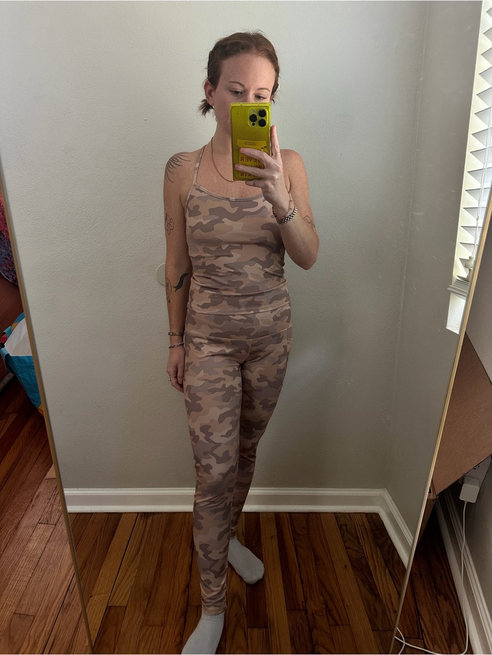 Women’s tan camo workout set